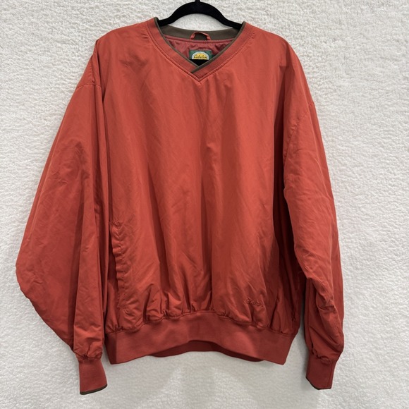 Cabelas Pullover Jacket Mens XL Red Nylon Outdoor Gear‎ Windbreaker Pockets - Picture 1 of 9